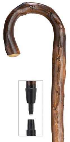 Congo Wood Crook Walking Cane with combi spike/rubber tip, 36