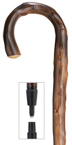 Congo Wood Crook Walking Cane with combi spike/rubber tip, 36