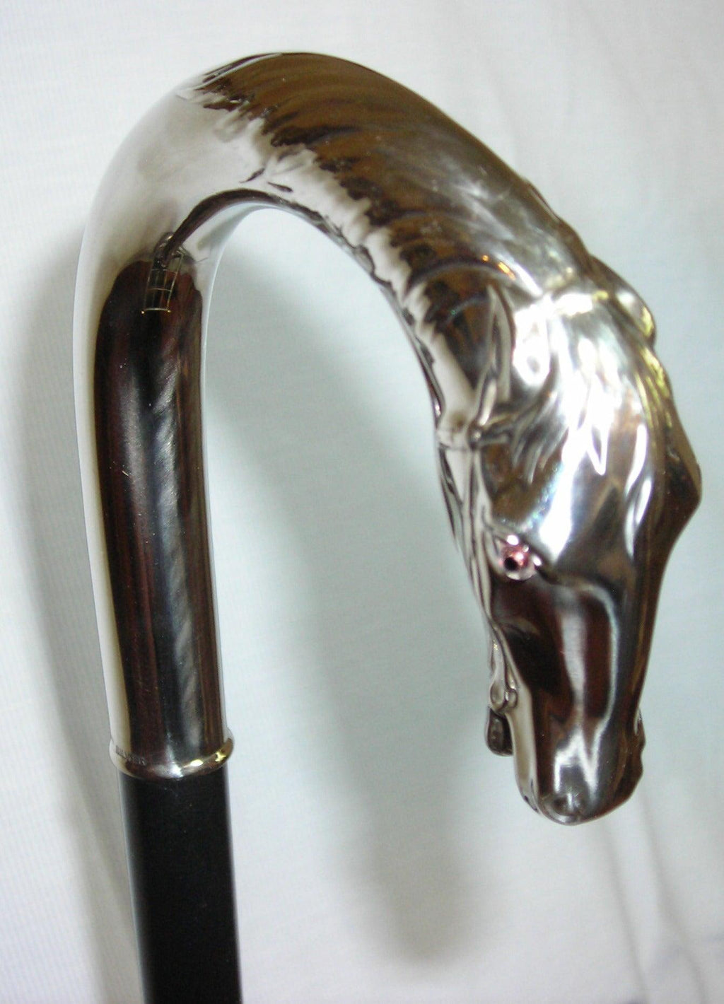 Alpacca Horse Head Crook Walking Cane on Black Maple Shaft, Men's 36" - Canes Galore