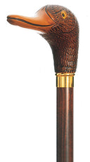Mallard duck bird molded handle, brown wood shaft 36
