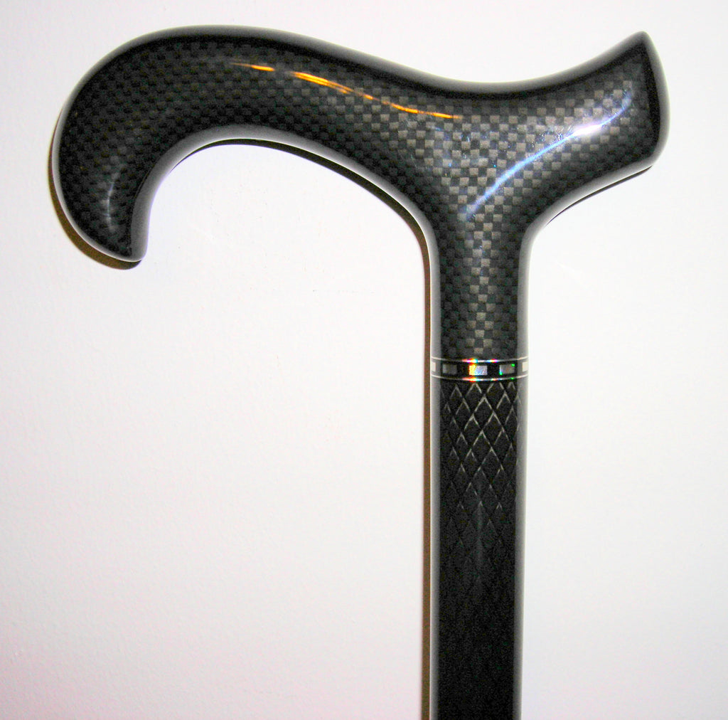 CARBON FIBER DERBY BLACK MESH HANDLE & SHAFT, MENS 37" - Canes Galore