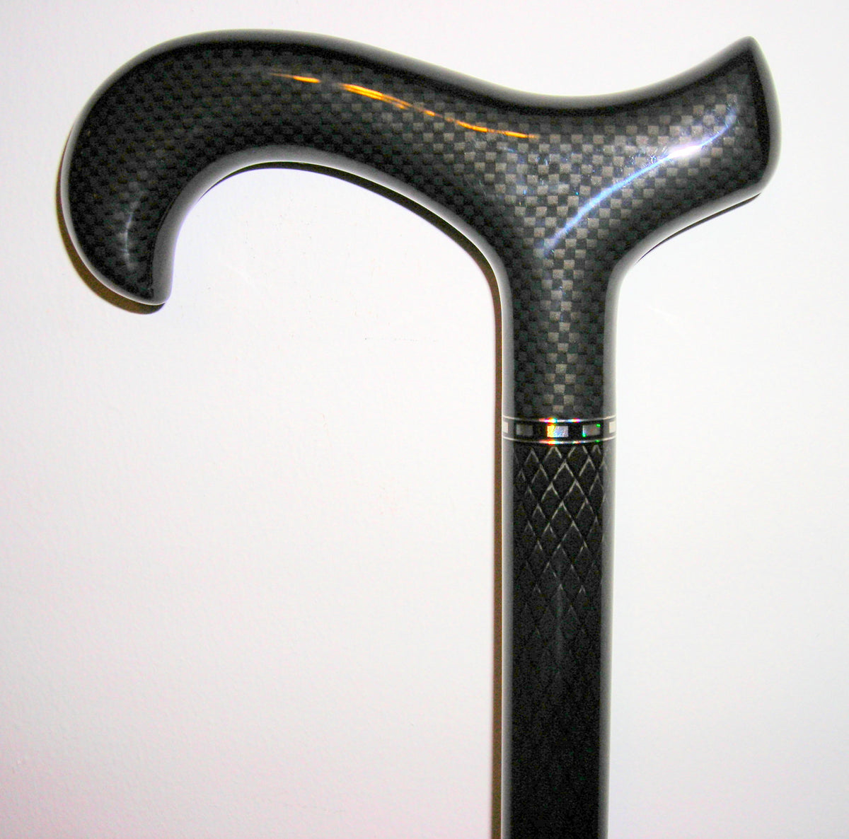 CARBON FIBER DERBY BLACK MESH HANDLE & SHAFT, MENS 37" - Canes Galore