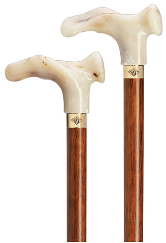 Creamy Marble Palm Grip Walking Cane | RIGHT | Cherry Shaft | 36