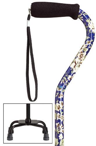 Dogwood Quad Walking Cane, small base, 30-39" - Canes Galore