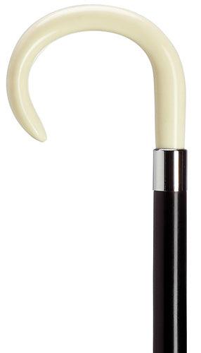 Men's Crook Walking Cane with Flat Nose, Ivory 36" - Canes Galore