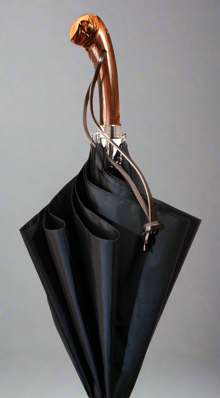 Appalachian chestnut 36" umbrella with rawhide-wrapped knob handle – rugged, stylish rain protection from Canes Galore.