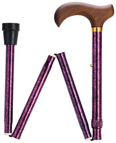 Purple Granite Travel Folding Adj Cane 33-37