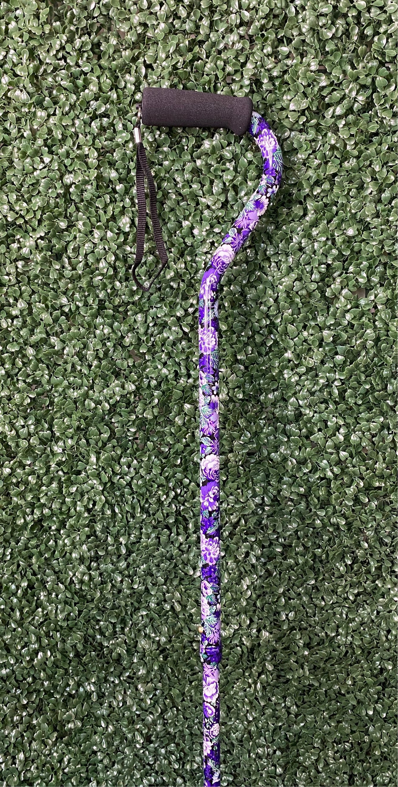 Mauve Purple Floral Offset Adjustable walking Cane 30-39