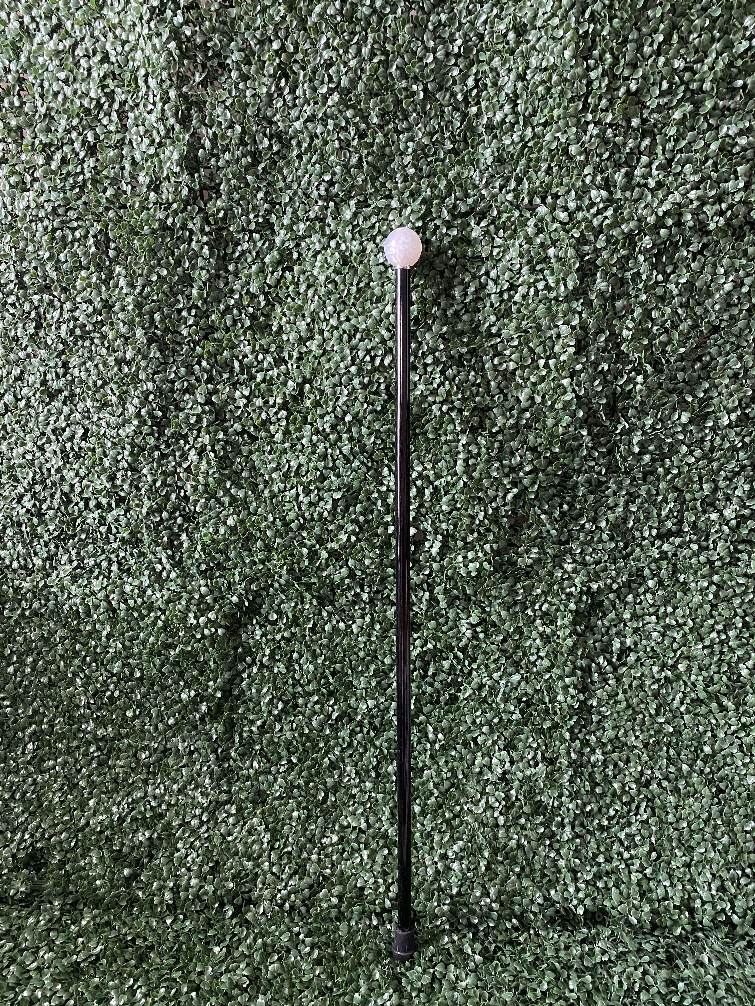 Pearl White Ball on Black Shaft Walking Stick 36" - Canes Galore