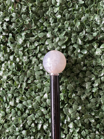 Pearl White Ball on Black Shaft Walking Stick 36